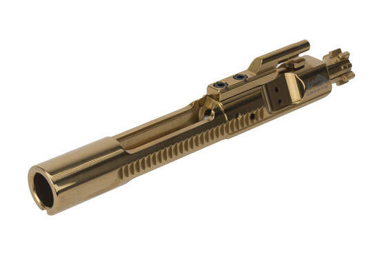 Cryptic Coatings AR-15 bolt carrier group for 5.56 NATO with Mystic Gold finish features a full M16 profile tail